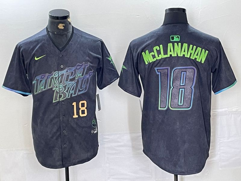 Men Tampa Bay Rays #18 McClanahan Nike MLB Limited City Connect Black 2024 Jersey style 3->->MLB Jersey